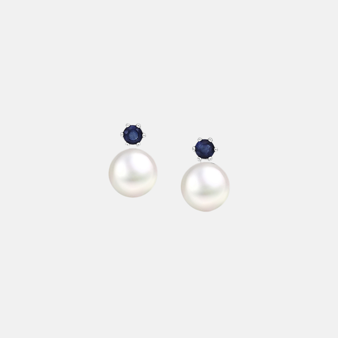 Sapphire & Pearl Drop Earrings