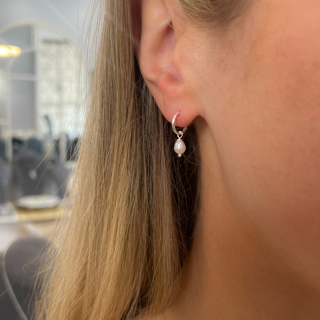 Fresh Water Pearl Huggie Hoops Earrings