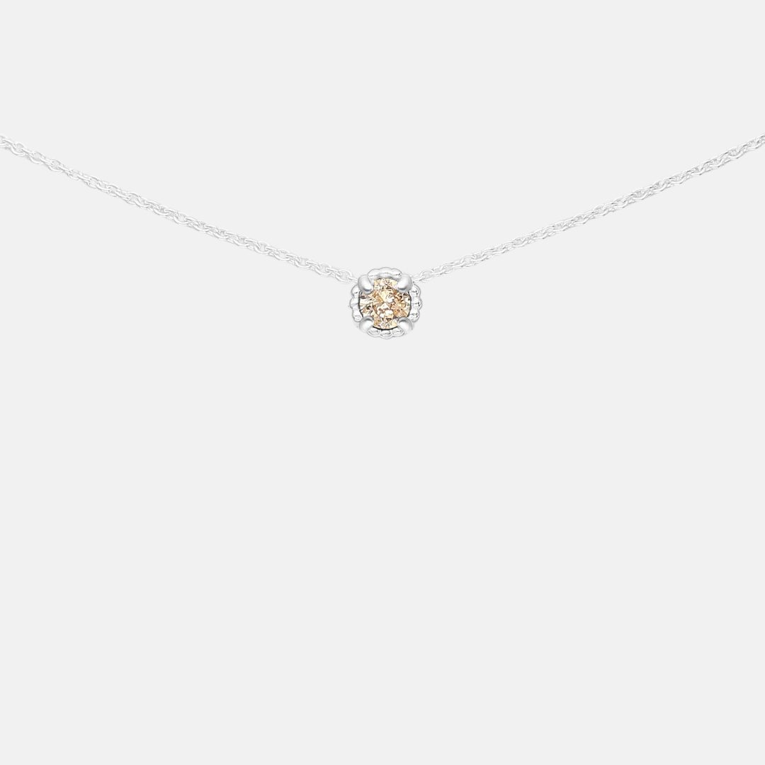 Champagne Zircon Stone Pendant Sterling Silver Necklace