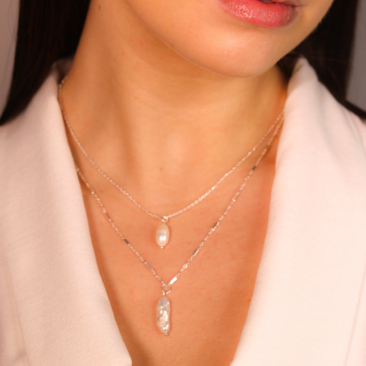 Gia Silver Modern Layer Necklace