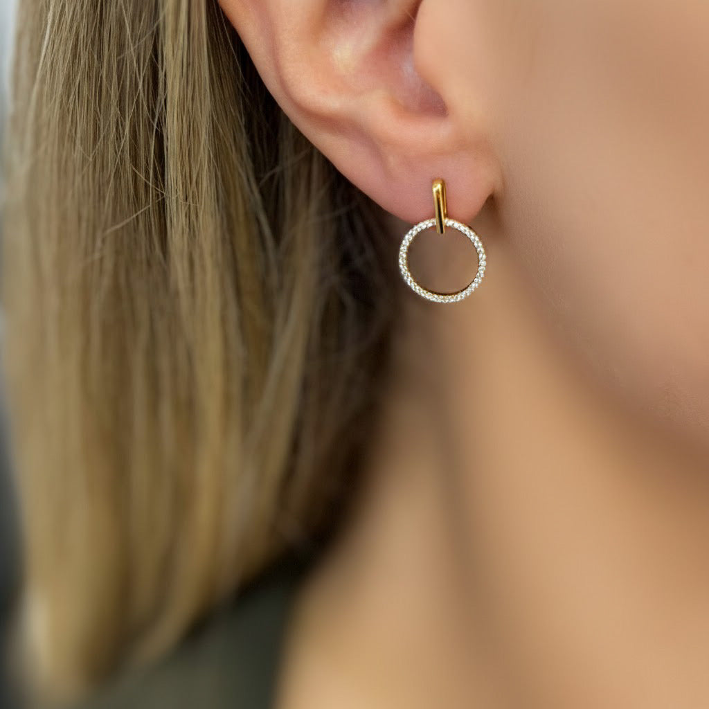 Zircon Zonte Gold Ring Drop Earrings