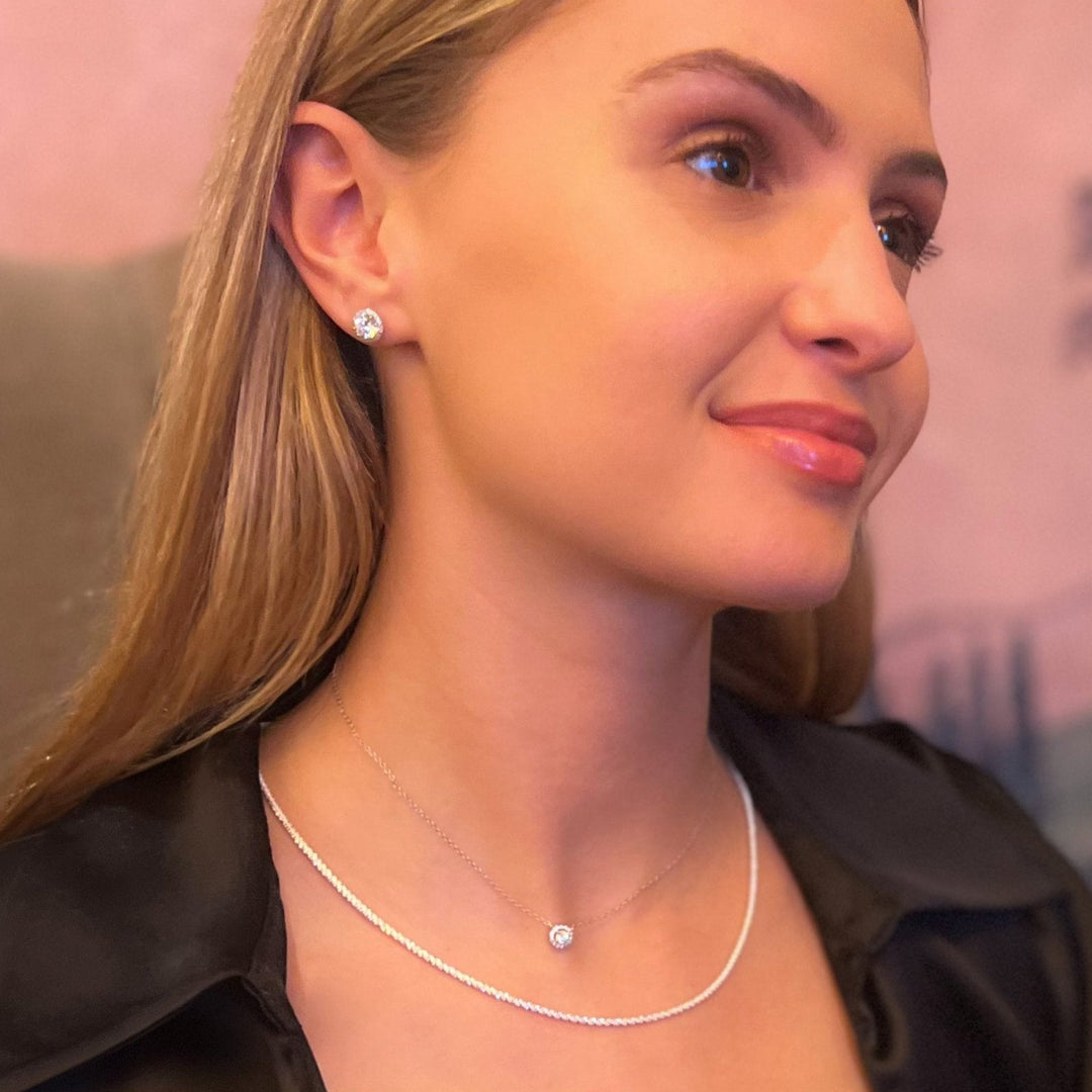 Amalfi Zircon Sterling Silver Stud Earrings