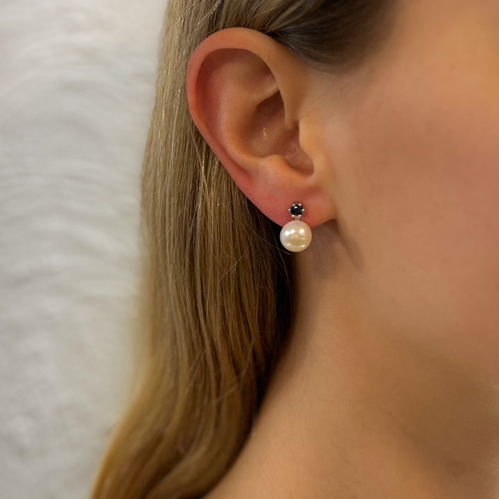 Sapphire & Pearl Drop Earrings