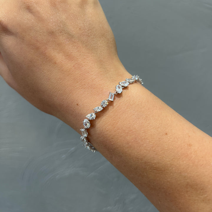 Gisella Zircon Stone Sterling Silver Bracelet - White | Multi-Colour