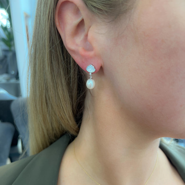 Scallop Pearl Drop Earrings