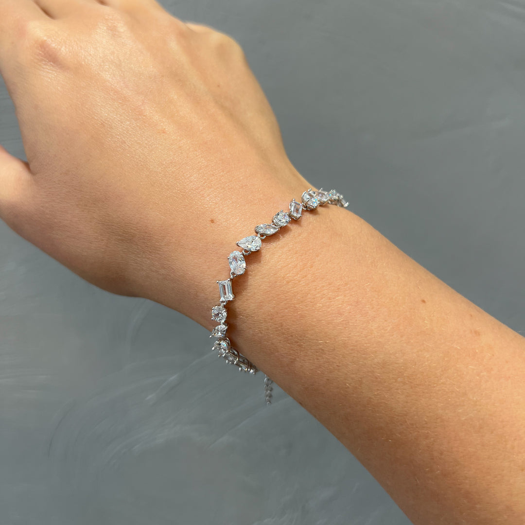 Gisella Zircon Stone Sterling Silver Bracelet - White | Multi-Colour