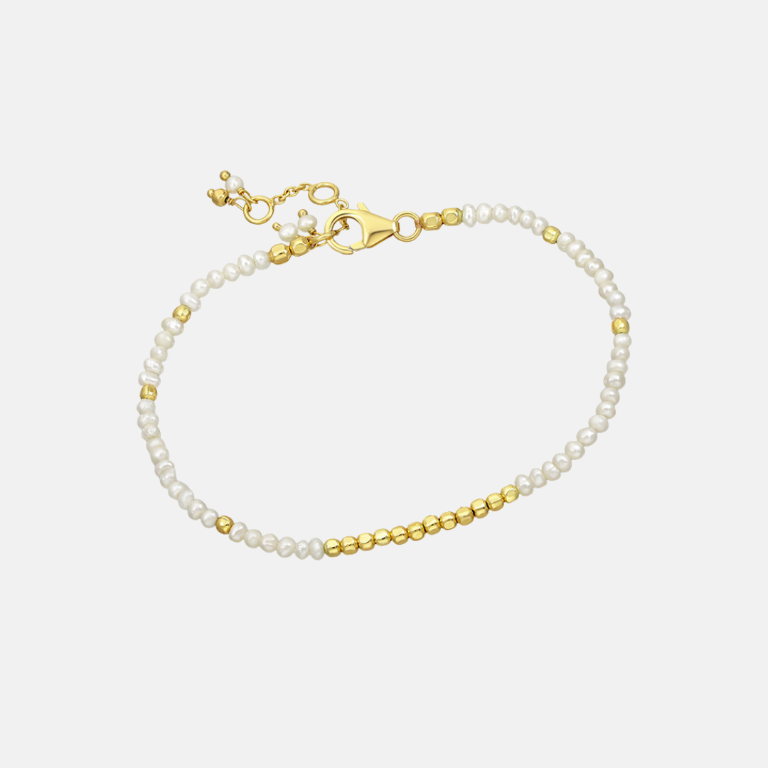 Gold Plated Beaded Bracelets - Turquoise | Pearl