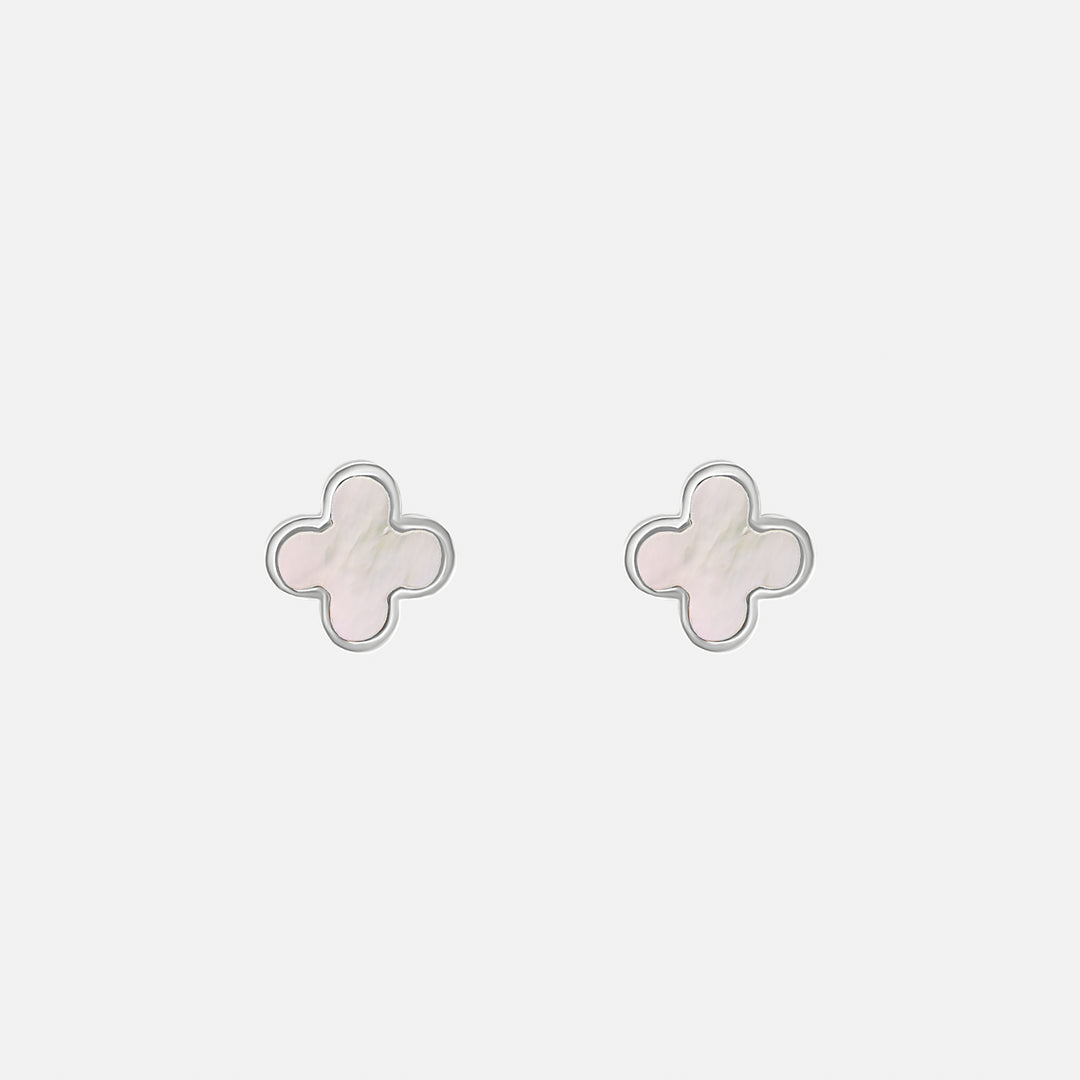 Lani Mother of Pearl Stud Earrings - Steel | Gold Steel