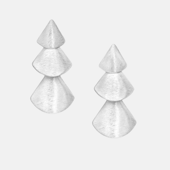 Matt-Silver Tiered Sterling Silver Drop Earrings