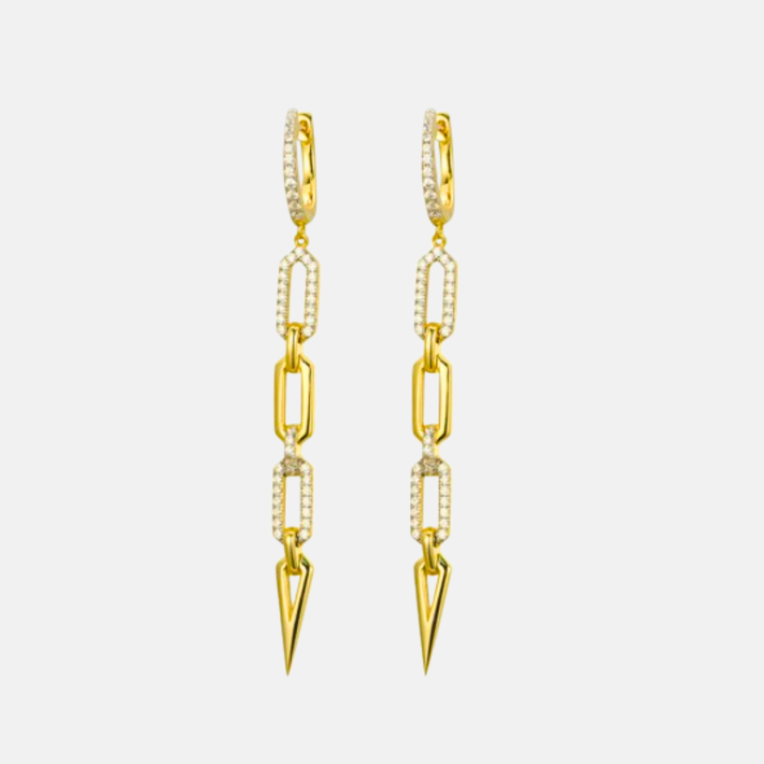 Gold Square Link Spear Drop Earrings – AMALILY