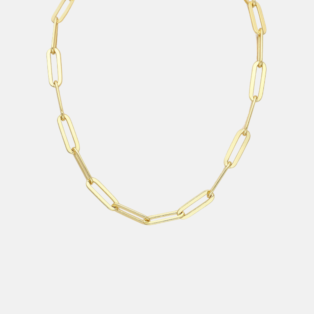 Edie Gold 17 Inch Square Link Necklace – AMALILY
