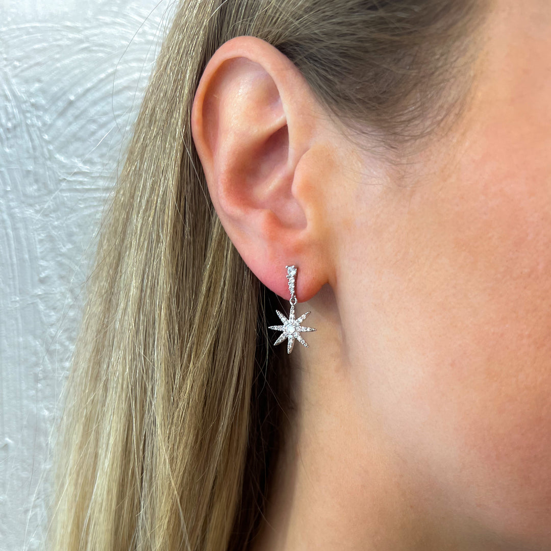 Catherine Sparkly Silver Drop Earrings