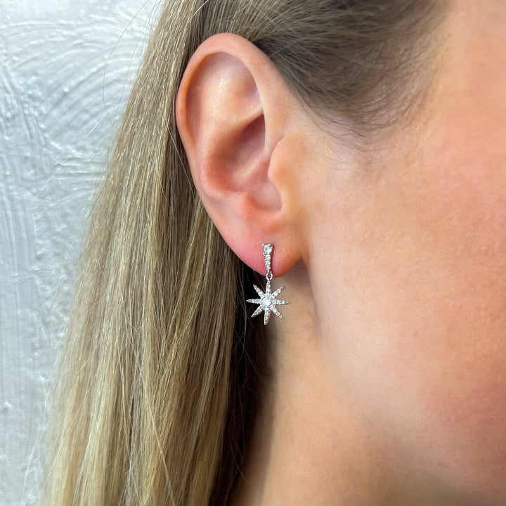 Catherine Sparkly Silver Drop Earrings