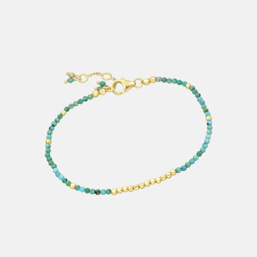 Gold Plated Beaded Bracelets - Turquoise | Pearl