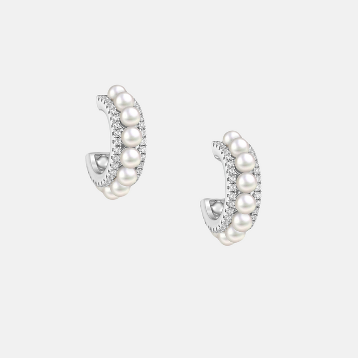 Lizzie Zircon Pearl Hoop Earrings