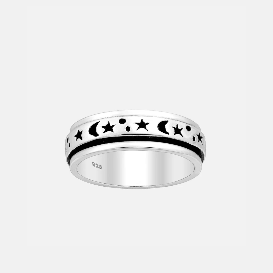 Moon Star Spinner Ring