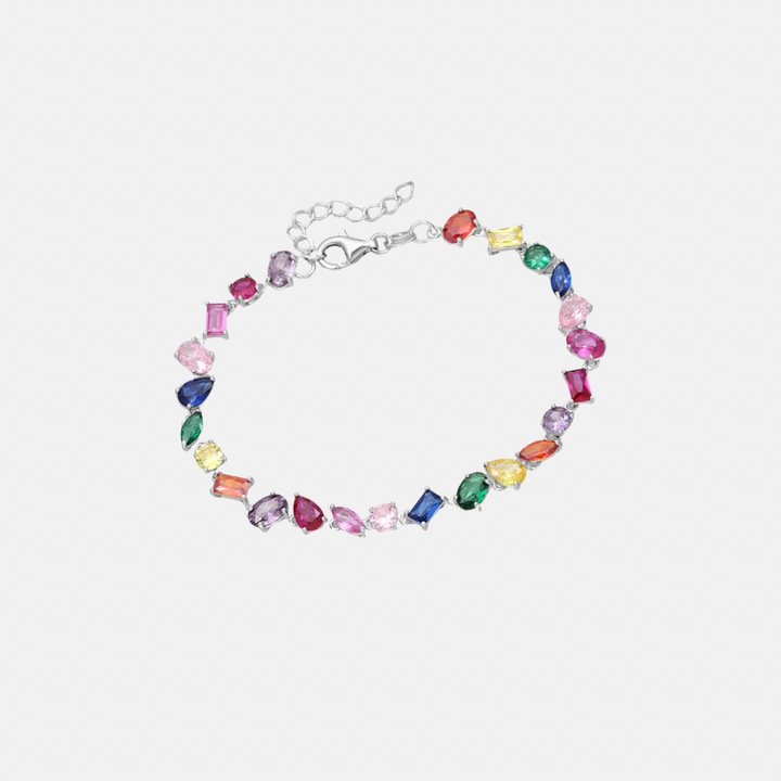 Gisella Zircon Stone Sterling Silver Bracelet - White | Multi-Colour