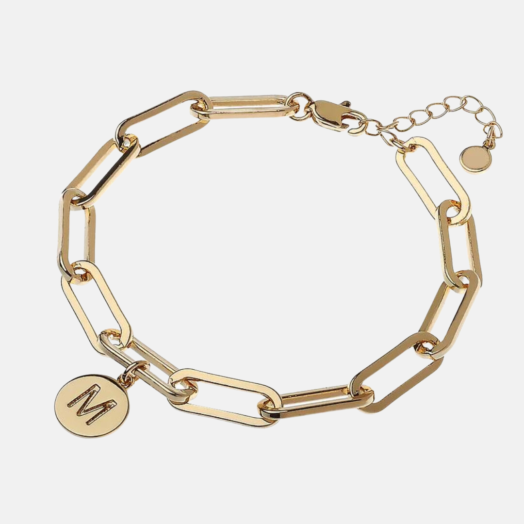 Gold Paperclip Chain BRACELETS with Initial Charm *Choose Your Letter*