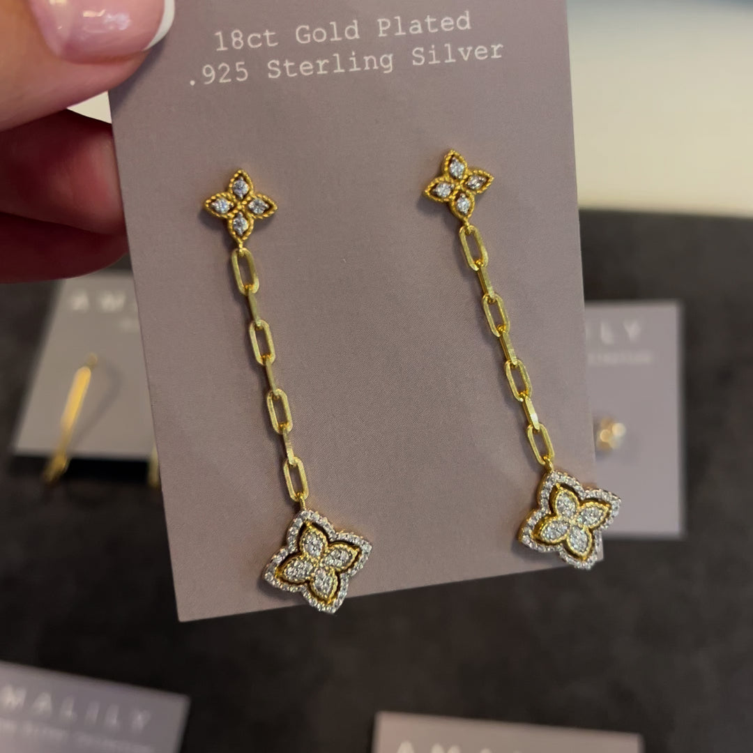 Alhambra Gold Square Link Drop Earrings