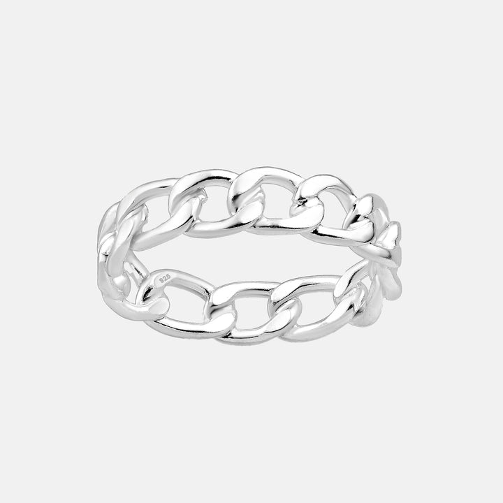 Curb Chain Sterling Silver Ring