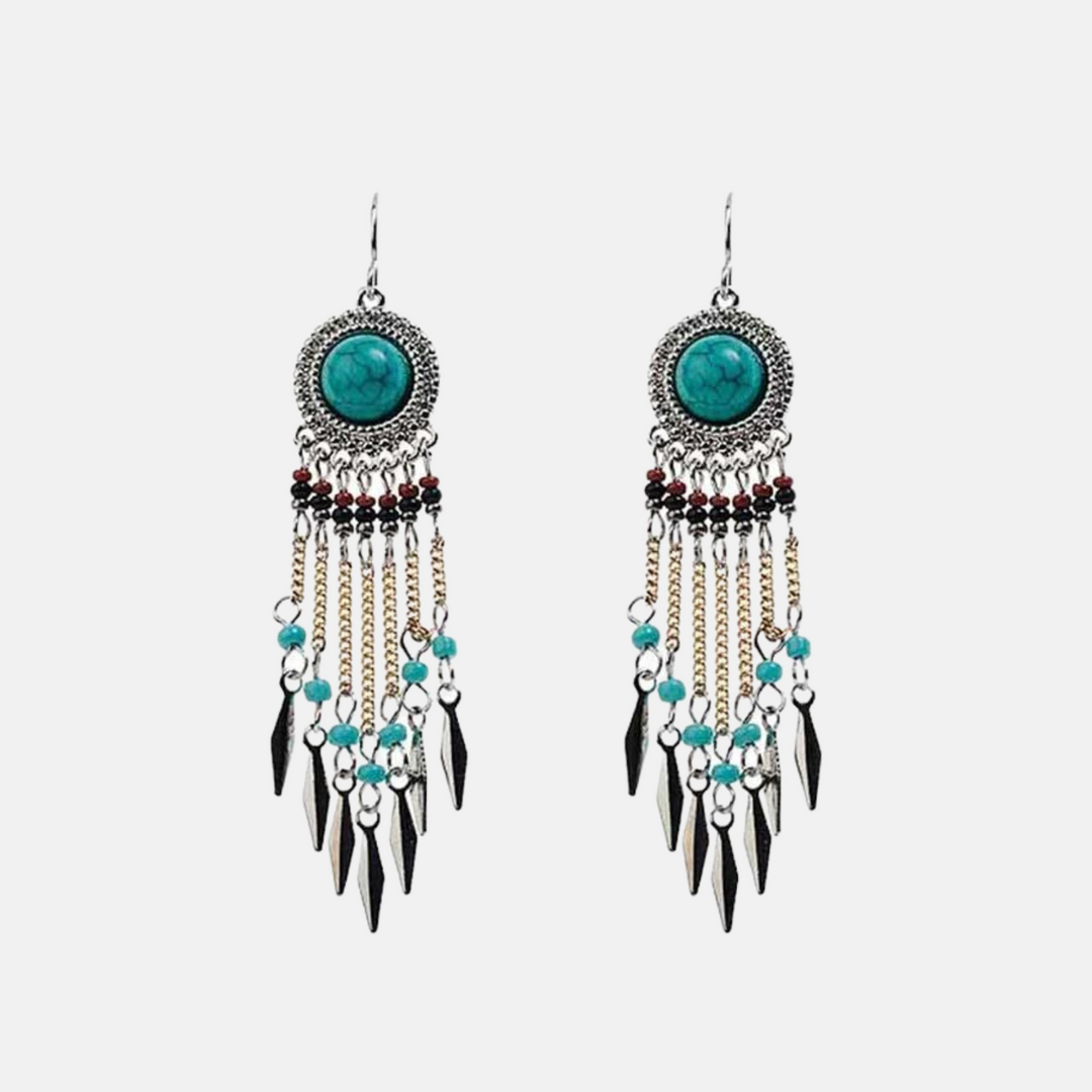Boho Turquoise Tassel Earrings
