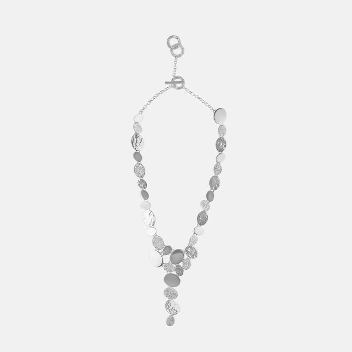 Lyl Textured Pebble V Shape Sterling Silver Necklace