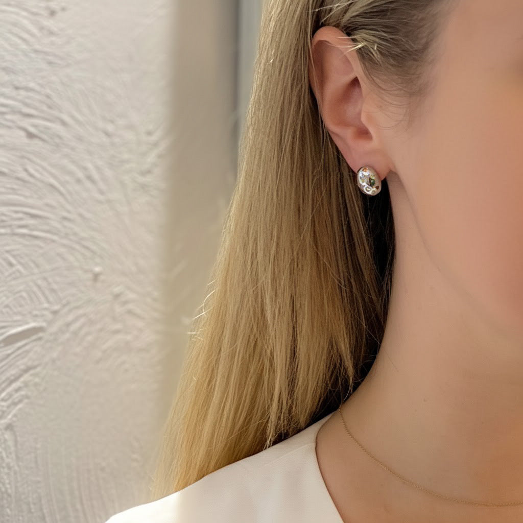 Sterling Silver Fabergé Stud Earrings