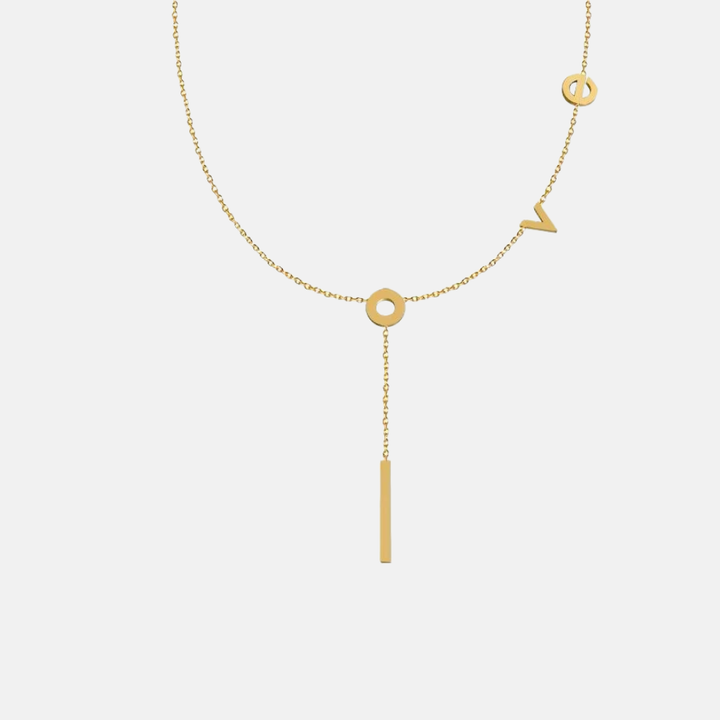 LOVE Asymmetrical Gold Necklace