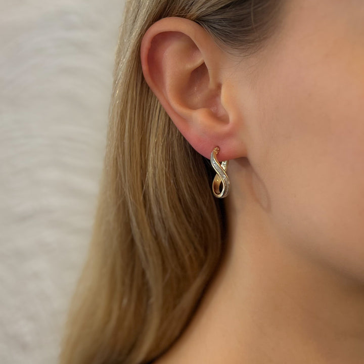 9ct Gold Spiral Moondust Hoop Earrings