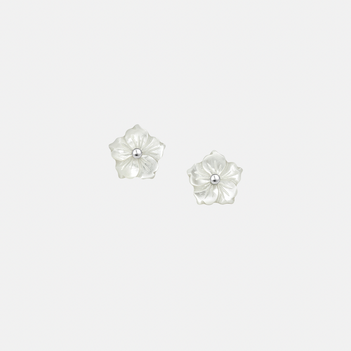 Pearlescent Flower Stud Earrings