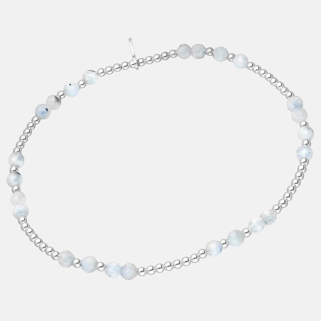 Aria Sterling Silver Stretchy Bracelets - Turquoise | Moonstone | Rose Quartz