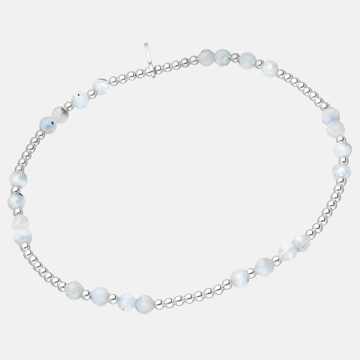 Aria Sterling Silver Stretchy Bracelets - Turquoise | Moonstone | Rose Quartz
