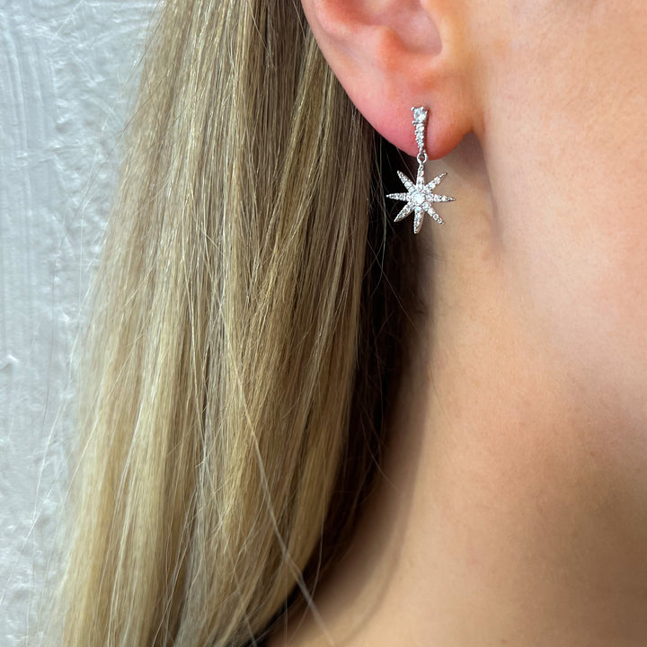 Catherine Sparkly Silver Drop Earrings