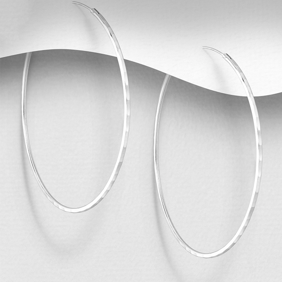 Hammered Silver Fine Hoop Earrings