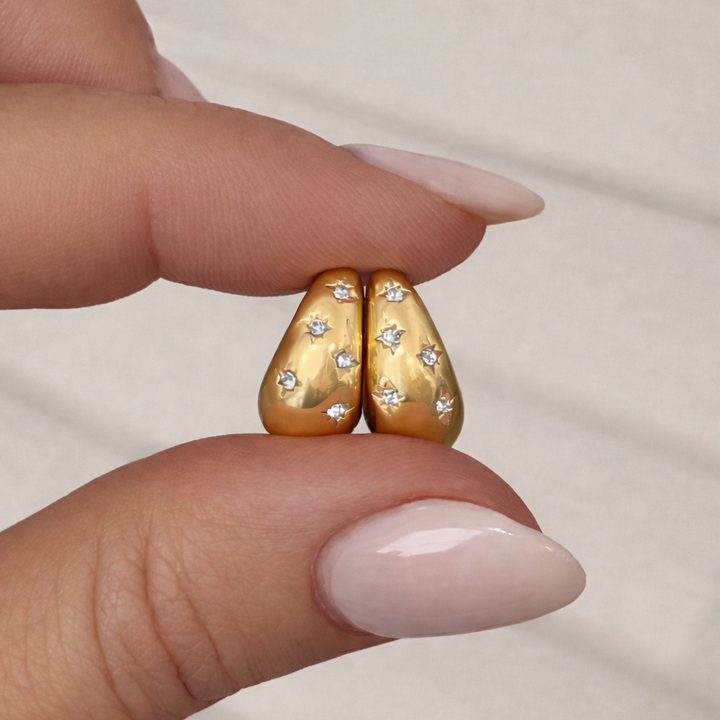 Celestial Gold Chunky Huggie Hoops