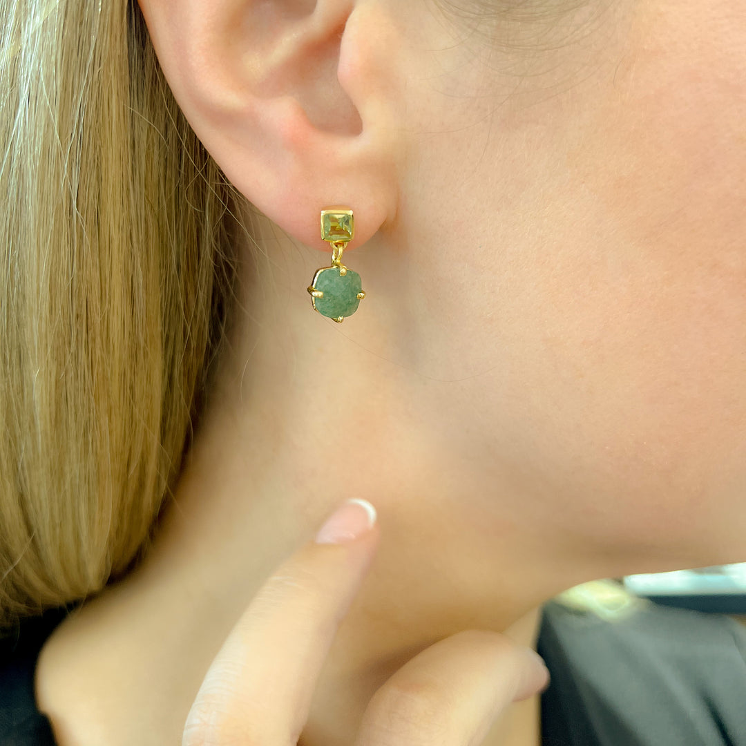 Aventurine & Green Amethyst Petite Drop Earrings