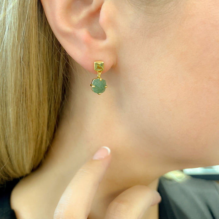 Aventurine & Green Amethyst Petite Drop Earrings