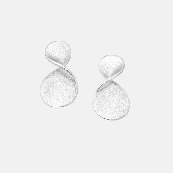 Matt-Silver Twisted Sterling Silver Earrings