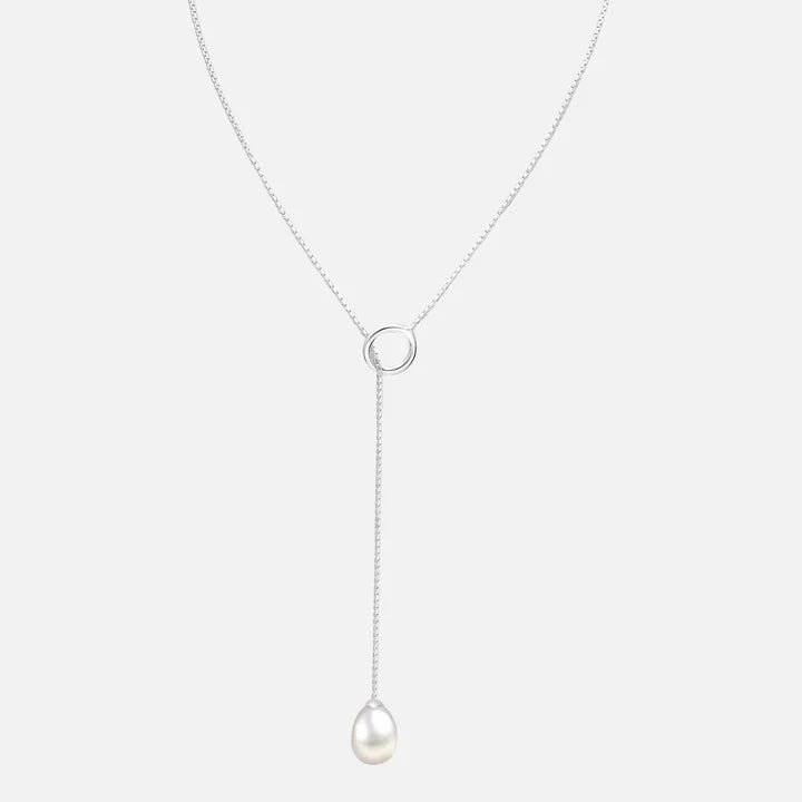 Fresh Water Pearl Lariat Necklace & Hoops Gift Set