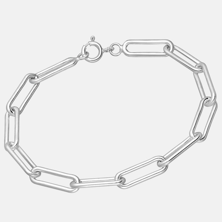 Men's Chunky Sterling Silver Square Link Paperclip Chain Bracelet
