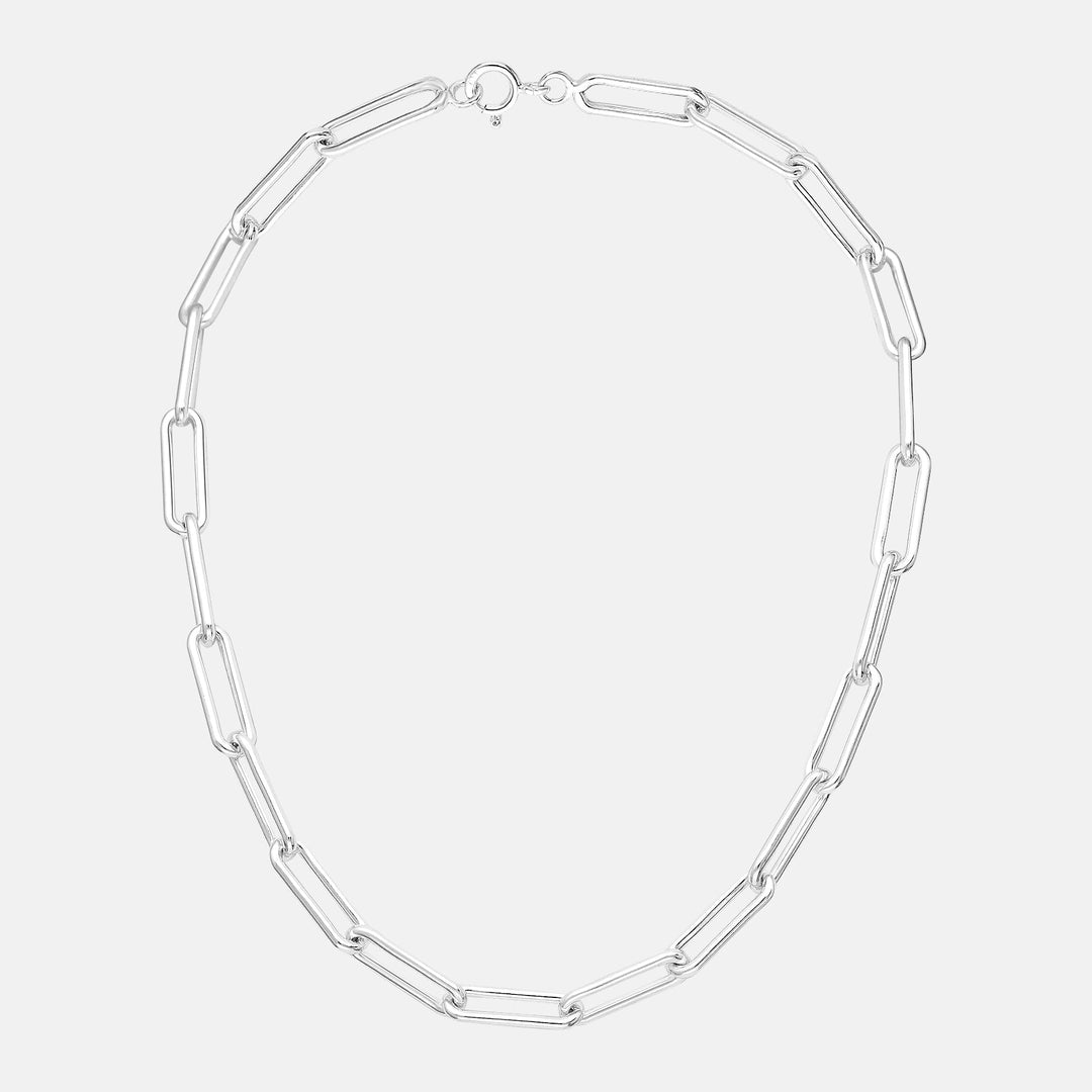 Men's Chunky Sterling Silver Square Link Paperclip Chain Necklace