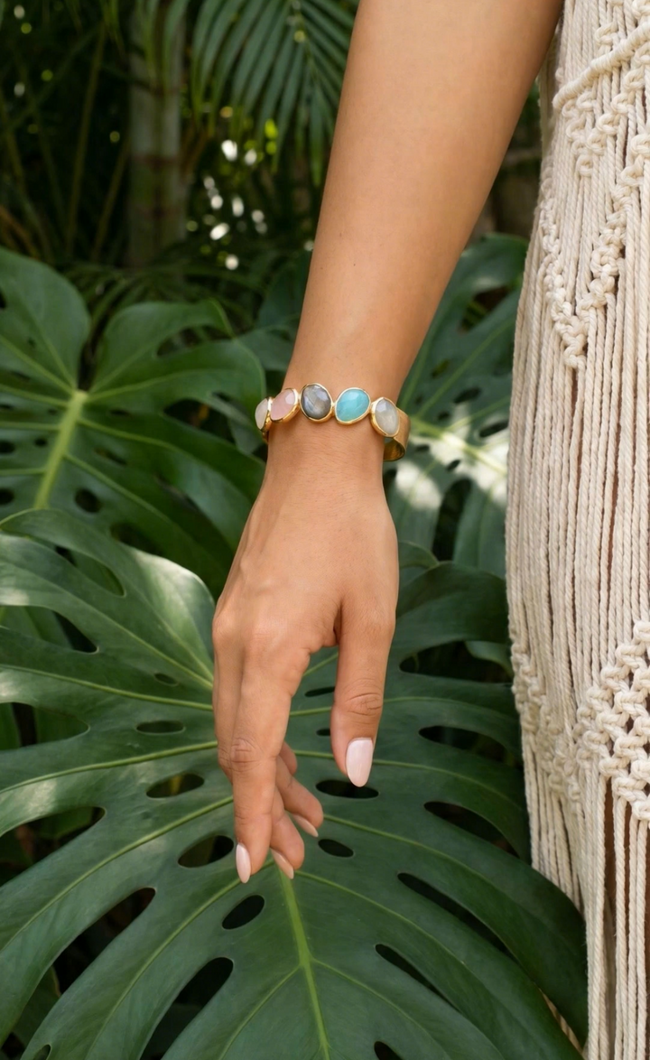 Malu Gold Plated Gemstone Cuff