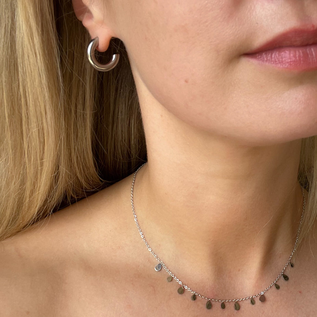 Ingrid Stainless Steel Hoops - Steel | Gold Steel