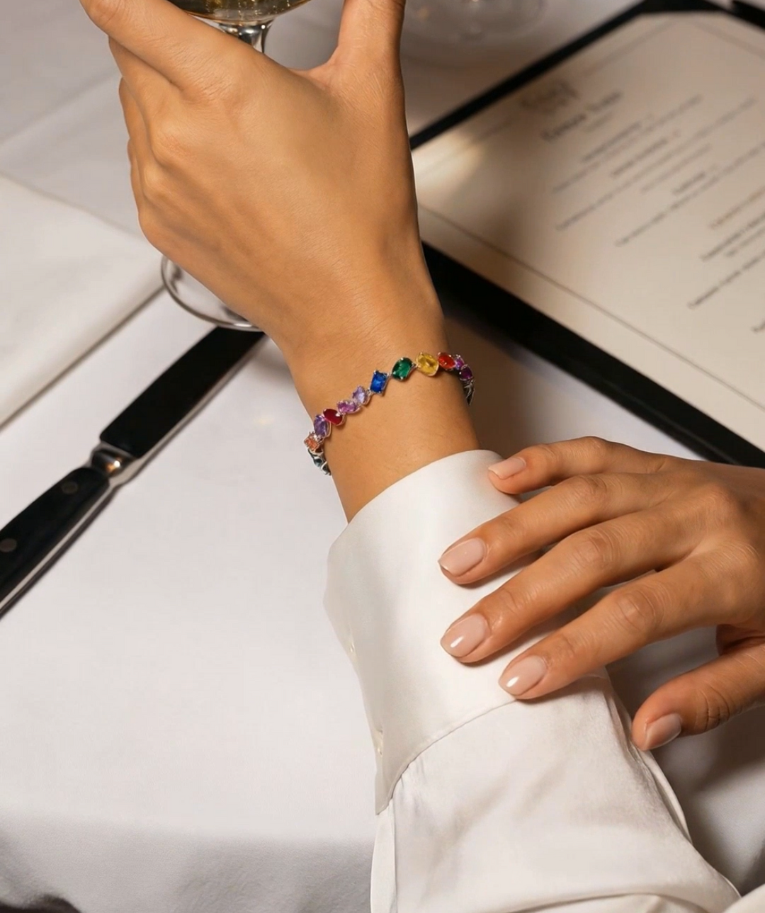 Gisella Zircon Multi-Colour Stone Sterling Silver Bracelet