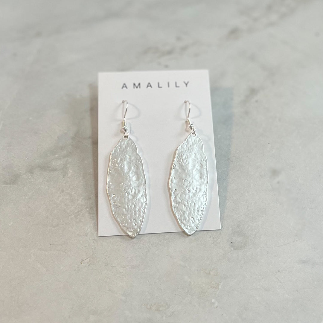 Oti Matt Oval Drop Earrings - Silver | Gold