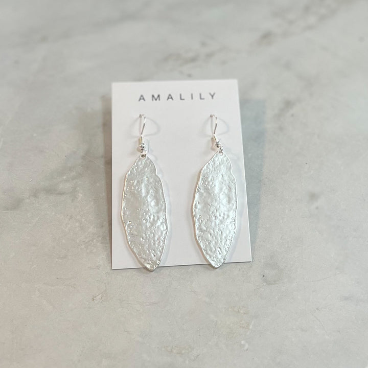 Oti Matt Oval Drop Earrings - Silver | Gold