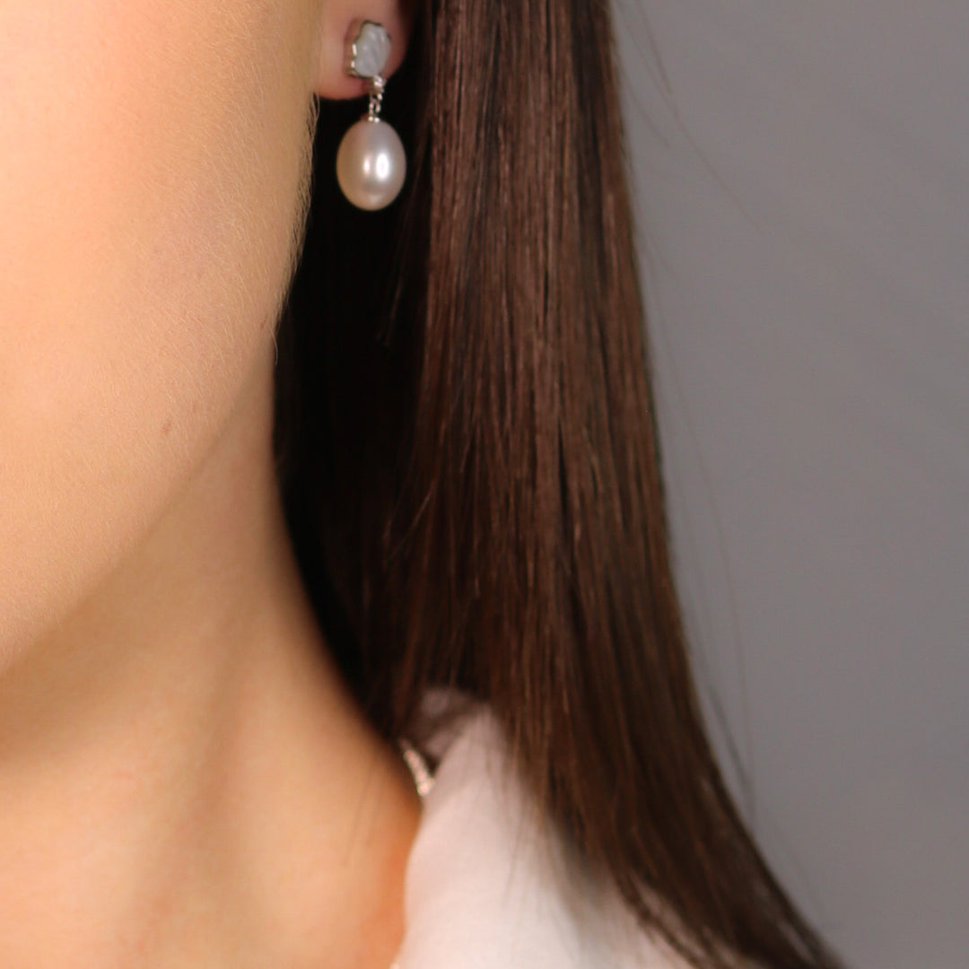 Scallop Pearl Drop Earrings