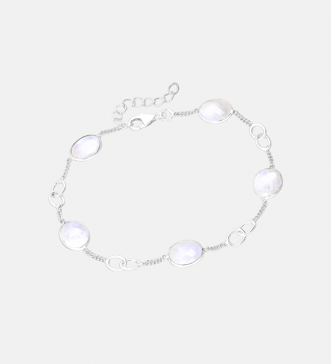 Cabochon Gemstones & Sterling Silver Link Bracelets - Labradorite | Aqua Chalcedony | Moonstone