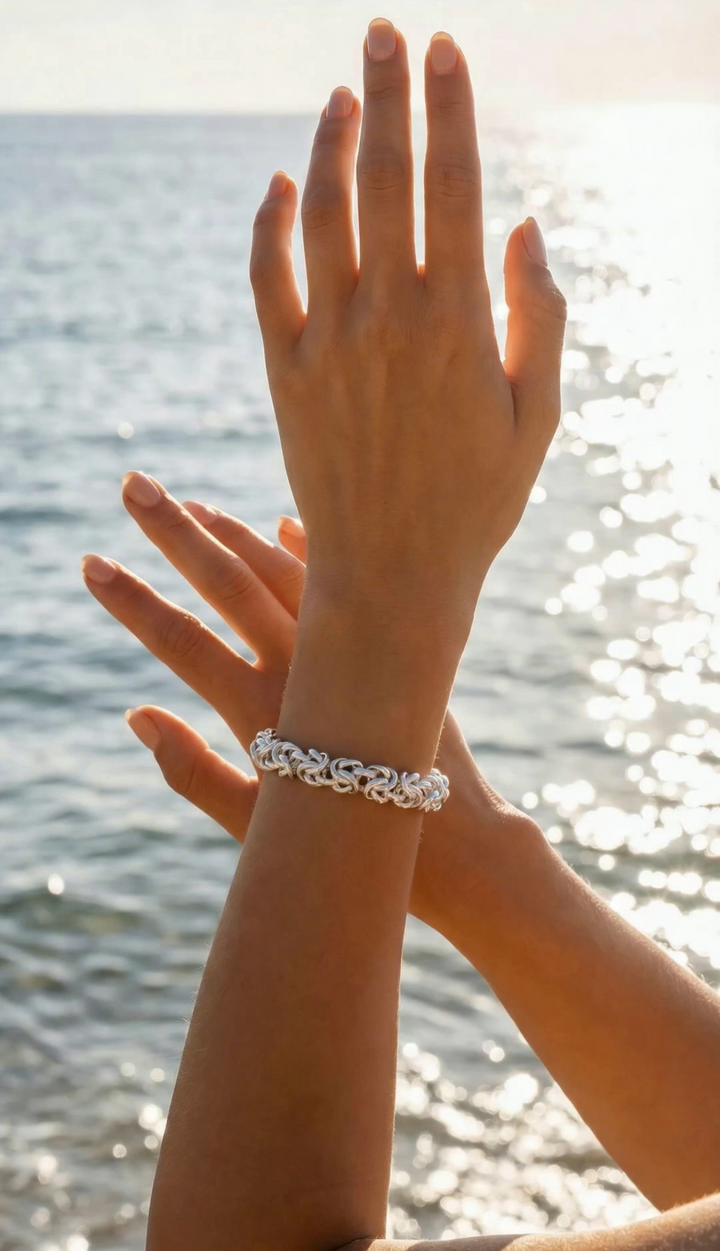 Monaco Intertwined Rings Sterling Silver Bracelet