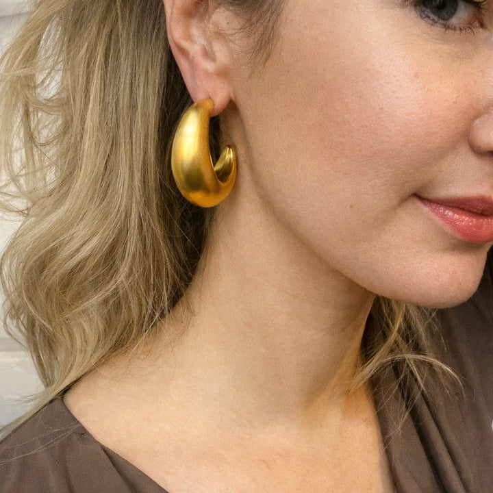 Luna Curve Statement Hoops - Silver | Gold